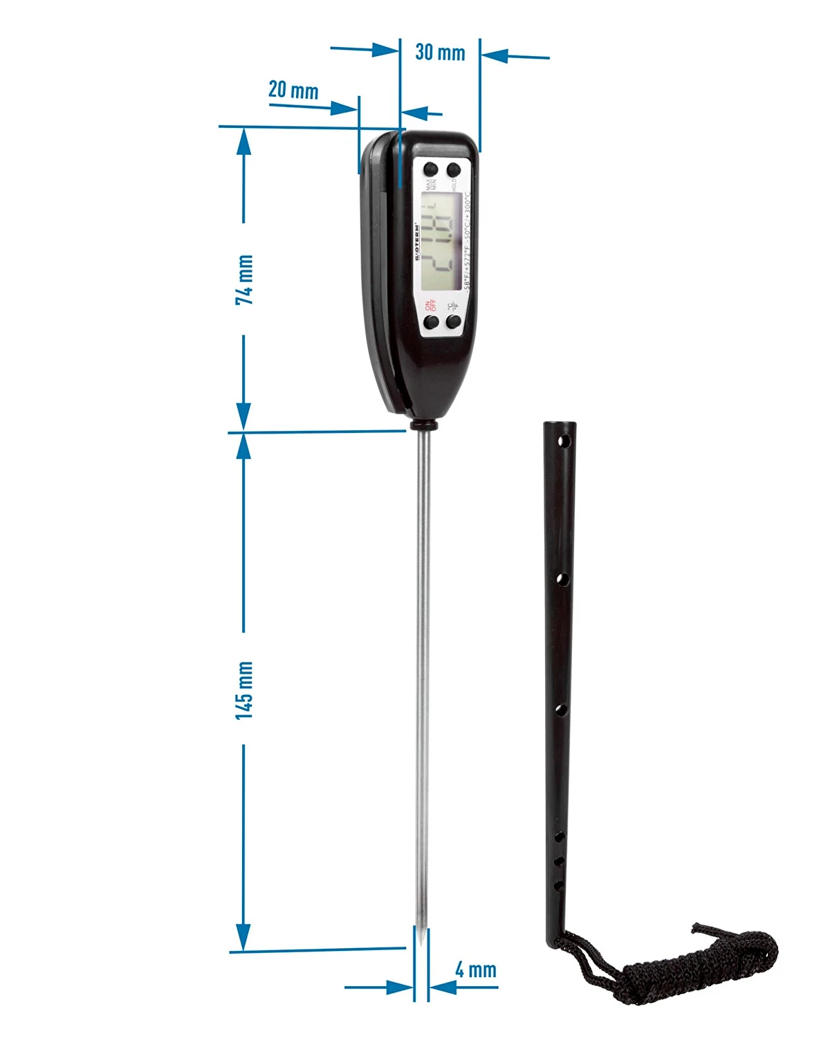 Elektroniskais pārtikas termometrs ar zondi no -50°C līdz +300°C Piederumi kūpināšanai un grilēšanai