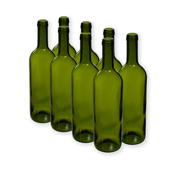750ml vīna pudeles olīvu krāsa, 8 gab Pudeles un karafes