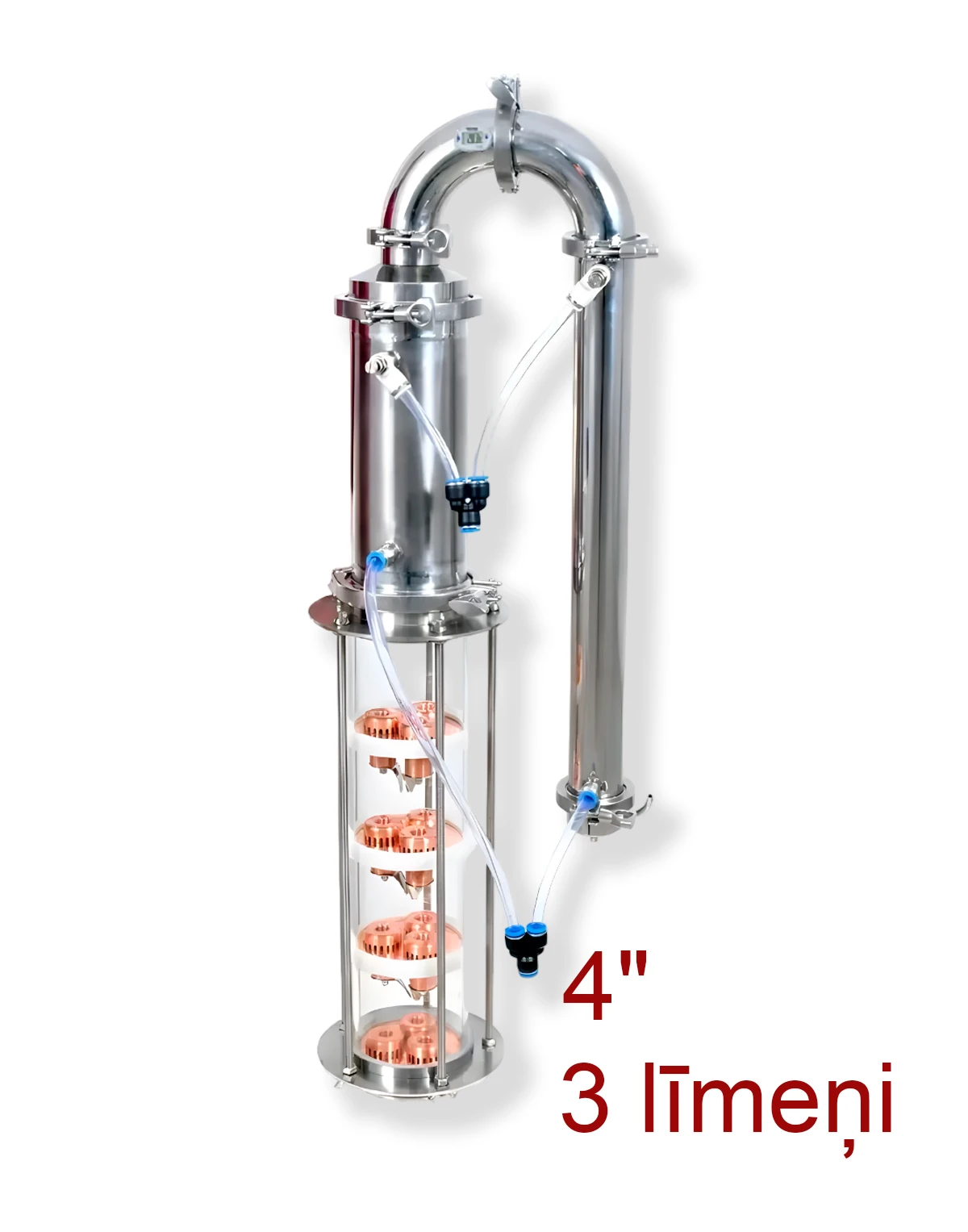 4'' Kolonna 3 līmeņi BABYLON CRISTAL ar vara vāciņiem, destilācija un rektifikācija Destilācijas un rektifikācijas kolonnas, galvas