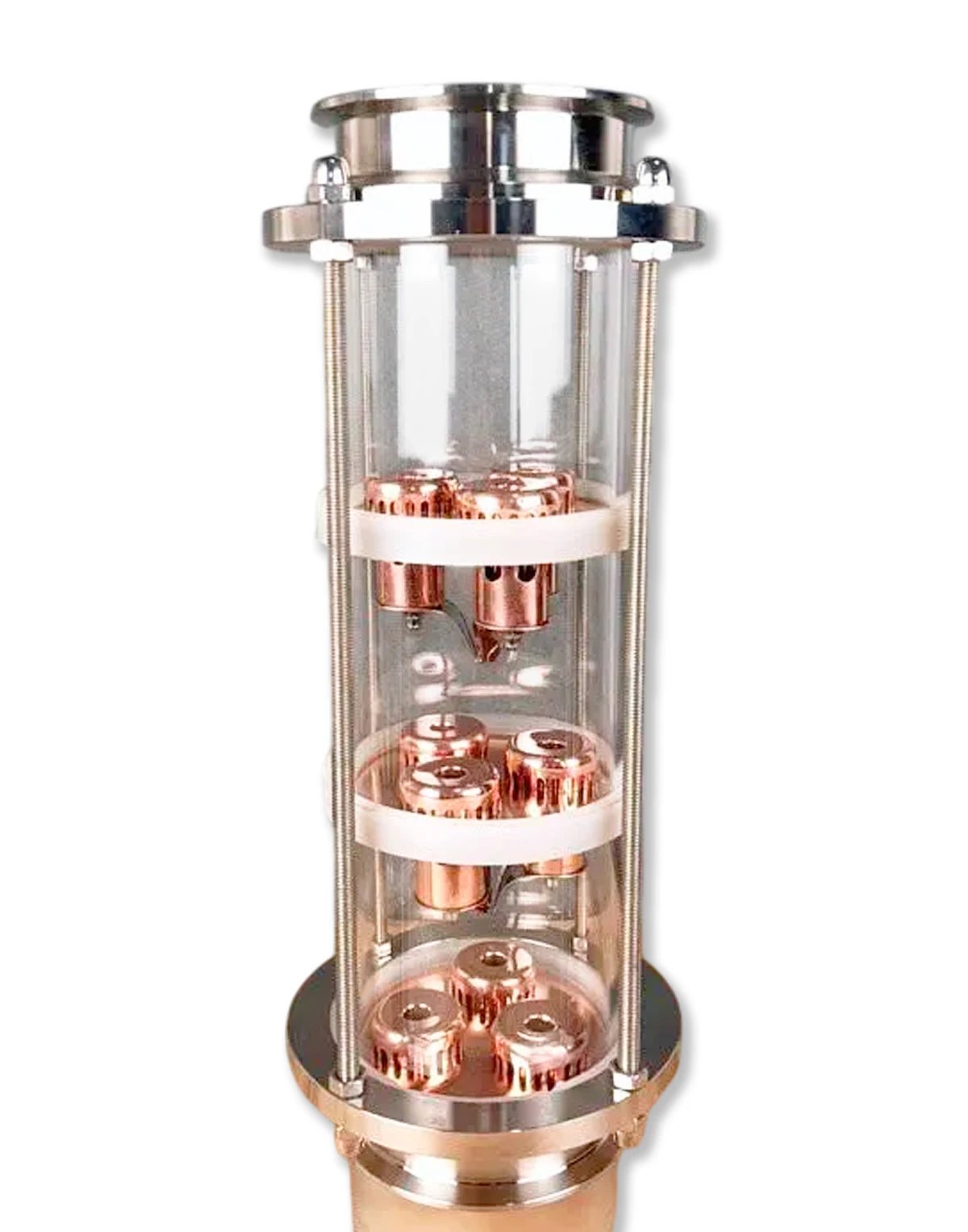 4'' Kolonna 3 līmeņi BABYLON CRISTAL ar vara vāciņiem, destilācija un rektifikācija Destilācijas un rektifikācijas kolonnas, galvas