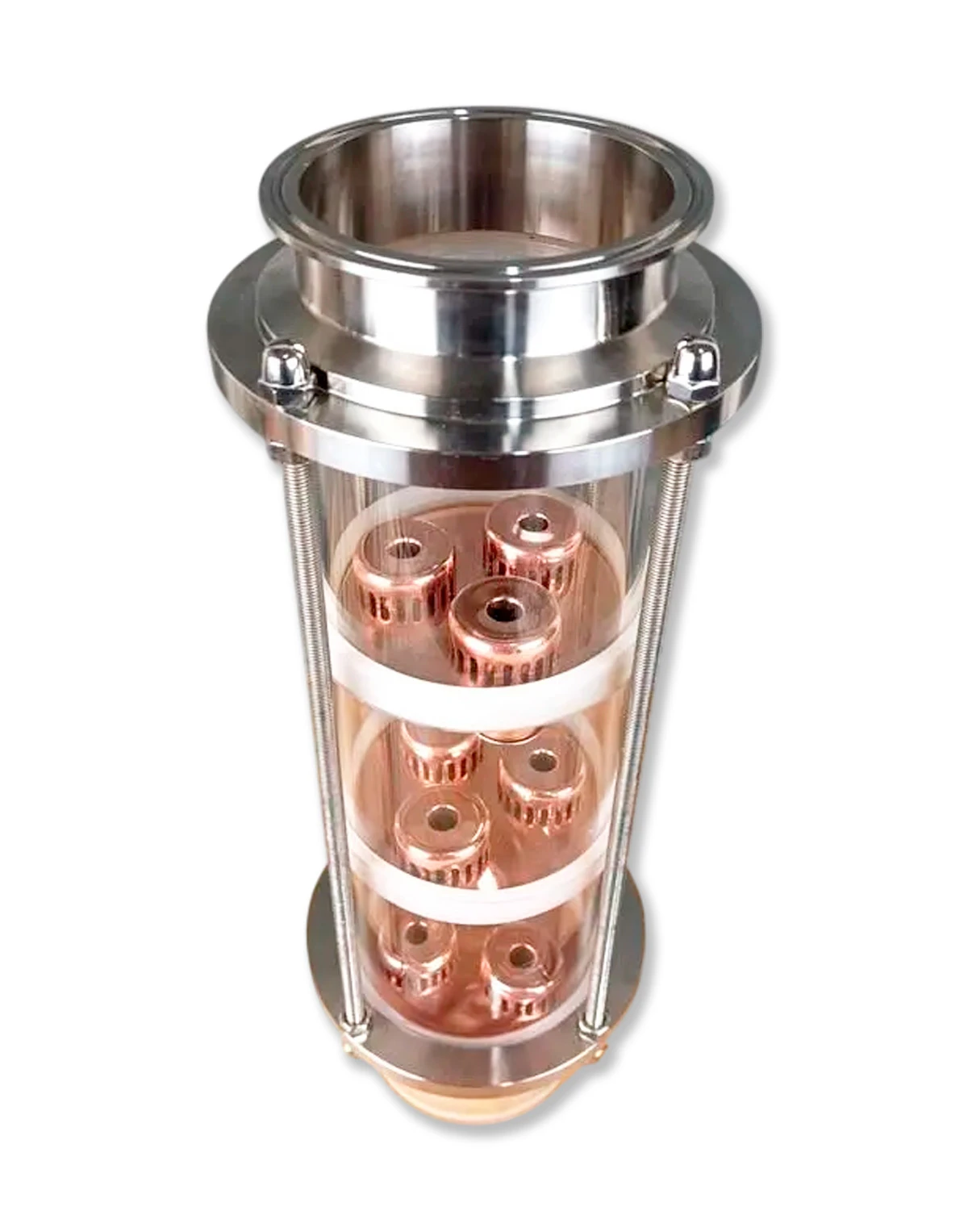 4'' Kolonna 3 līmeņi BABYLON CRISTAL ar vara vāciņiem, destilācija un rektifikācija Destilācijas un rektifikācijas kolonnas, galvas