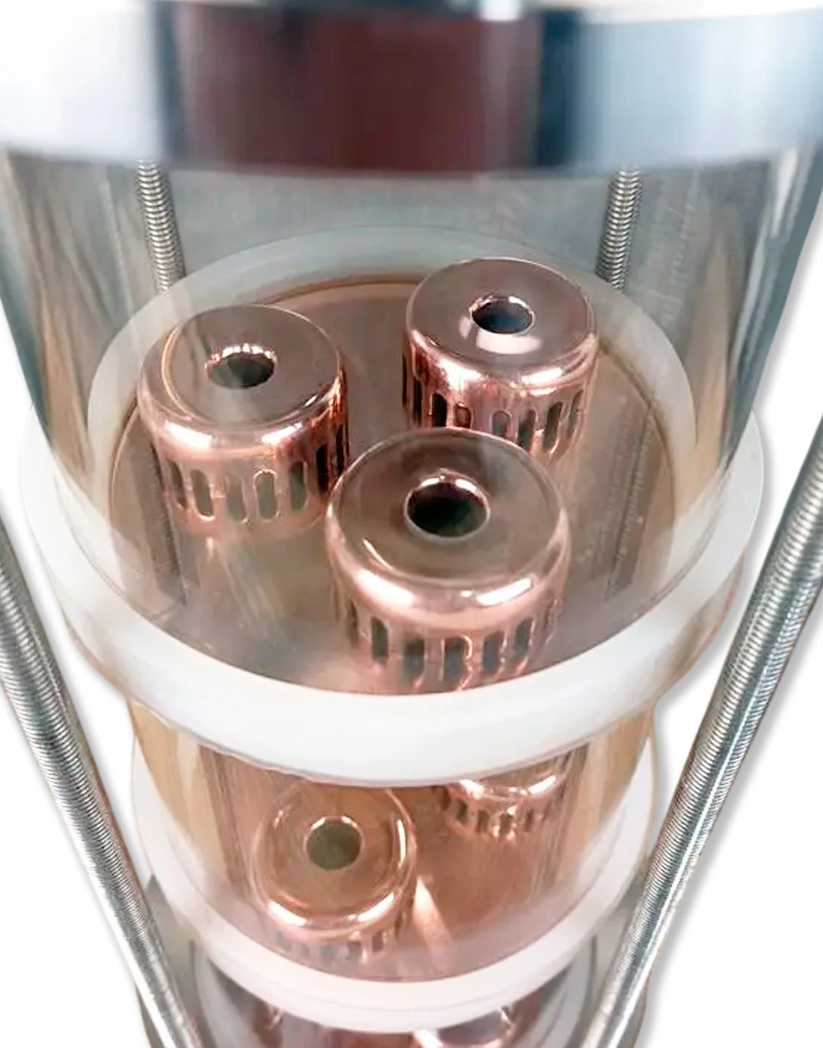 4'' Kolonna 3 līmeņi BABYLON CRISTAL ar vara vāciņiem, destilācija un rektifikācija Destilācijas un rektifikācijas kolonnas, galvas