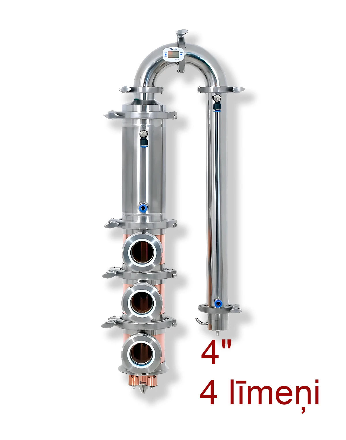 4" Kolonna 4 vara līmeņi BABYLON PREMIUM ar vara vāciņiem, destilācija un rektifikācija Destilācijas un rektifikācijas kolonnas, galvas