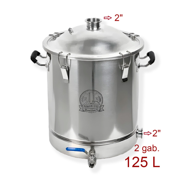 125L destilācijas kubs ar vāku 2'' skavai (ar izejam 2gab TENam) Kubi, tvertnes, katli destilācijai