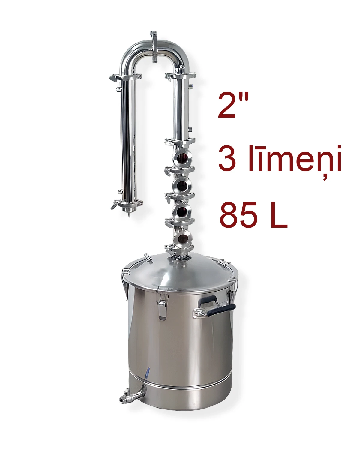 85L 2" kolonna 3 vara līmeņi BABYLON PREMIUM ar vara vāciņiem, destilācijas un rektifikācijas aparāts (ar izejam 2gab TENam) Rektifikācijas un destilācijas aparāti (kolonnas)