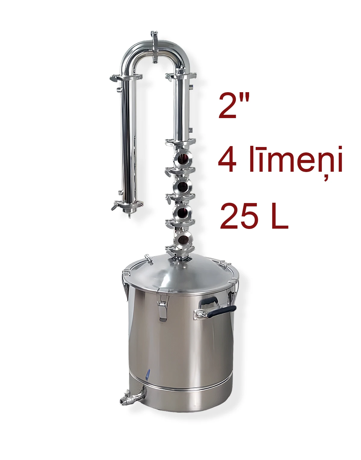 25L 2" Kolonna 4 vara līmeņi BABYLON PREMIUM ar vara vāciņiem, destilācijas un rektifikācijas aparāts (ar izeju TENam) Rektifikācijas un destilācijas aparāti (kolonnas)