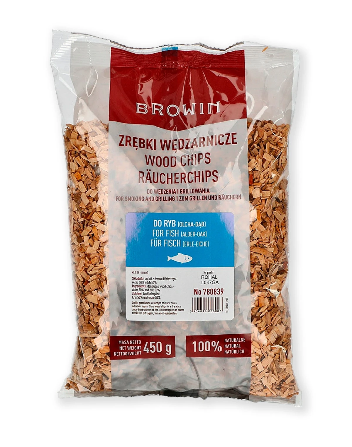 Ozola un alkšņa skaidas kūpināšanai, vidēja izmēra (KL8), 450g Piederumi kūpināšanai un grilēšanai