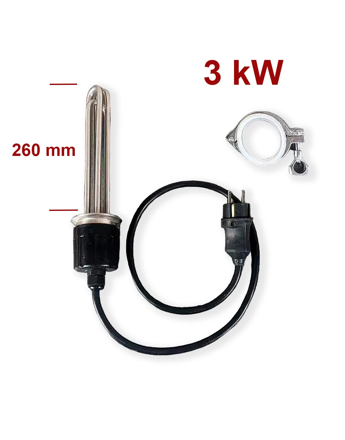 Sildelements (TEN) 3.0kW 220V 2" skavas savienojums Kubi, tvertnes, katli destilācijai