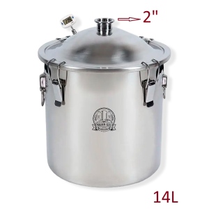 14L destilācijas kubs ar vāku 2" skavai Kubi, tvertnes, katli destilācijai
