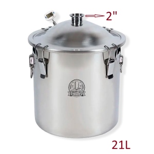 21L destilācijas kubs ar vāku 2" skavai Kubi, tvertnes, katli destilācijai