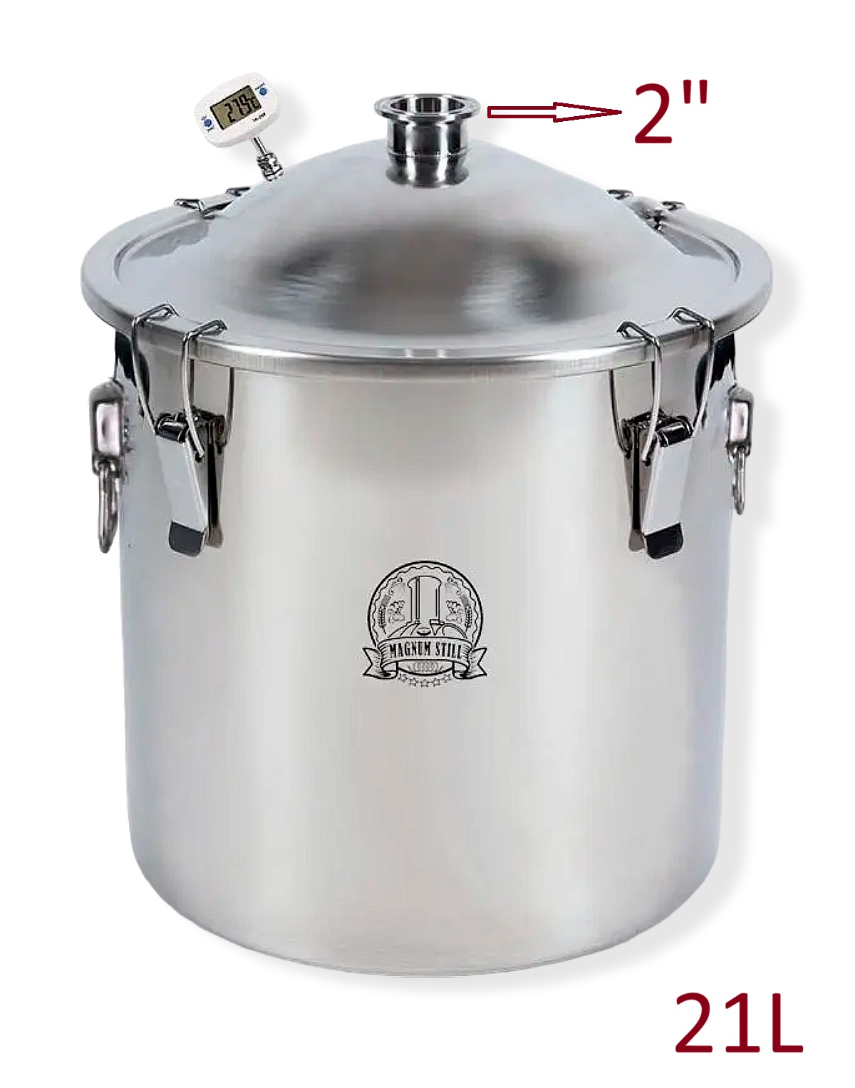 21L destilācijas kubs ar vāku 2" skavai Kubi, tvertnes, katli destilācijai