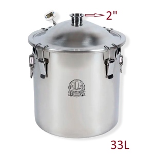 33L destilācijas kubs ar vāku 2" skavai Kubi, tvertnes, katli destilācijai