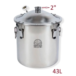 43L destilācijas kubs ar vāku 2" skavai Kubi, tvertnes, katli destilācijai