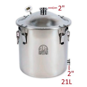 21L destilācijas kubs ar vāku 2" skavai (ar izeju TENam) Kubi, tvertnes, katli destilācijai