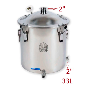 33L destilācijas kubs ar vāku 2" skavai (ar izeju TENam) Kubi, tvertnes, katli destilācijai