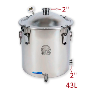 43L destilācijas kubs ar vāku 2" skavai (ar izeju TENam) Kubi, tvertnes, katli destilācijai