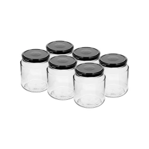 580ml stikla burka ar skrūvējamu vāciņu, 6 gab Burkas