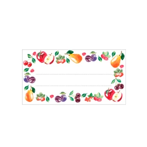 Pašlīmējošas etiķetes 20gab, augļu dizains, 85/45 mm Burkas