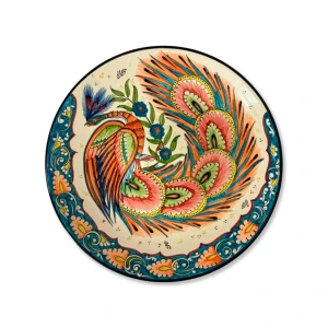 Ljagan 42cm Putni - nacionālais uzbeku šķīvis, dekoratīva keramika Keramika