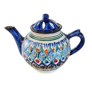 Tējkanna Mehrob 2L, uzbeku keramika dekoratīva, zilās krāsās Keramika
